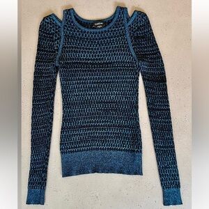 Bebe Emerald Green Shoulder Cut Outmesh Sweater Sz Small